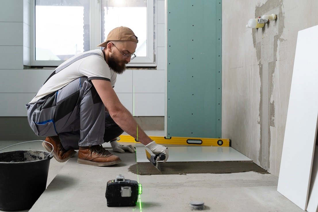 Home tiler working renovation apartment 4
